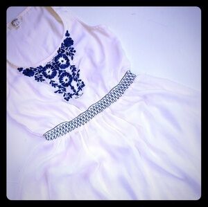 Umgee Dress Blue and Cream S